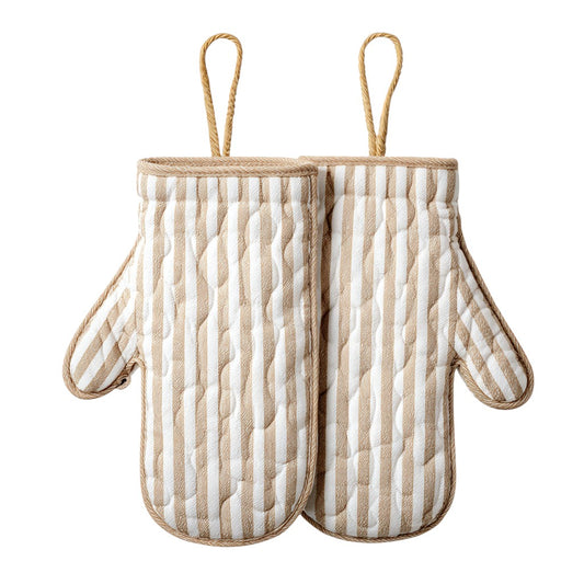 Aesthetic Quilted Cotton Oven Mitt & Pot Holder Set
