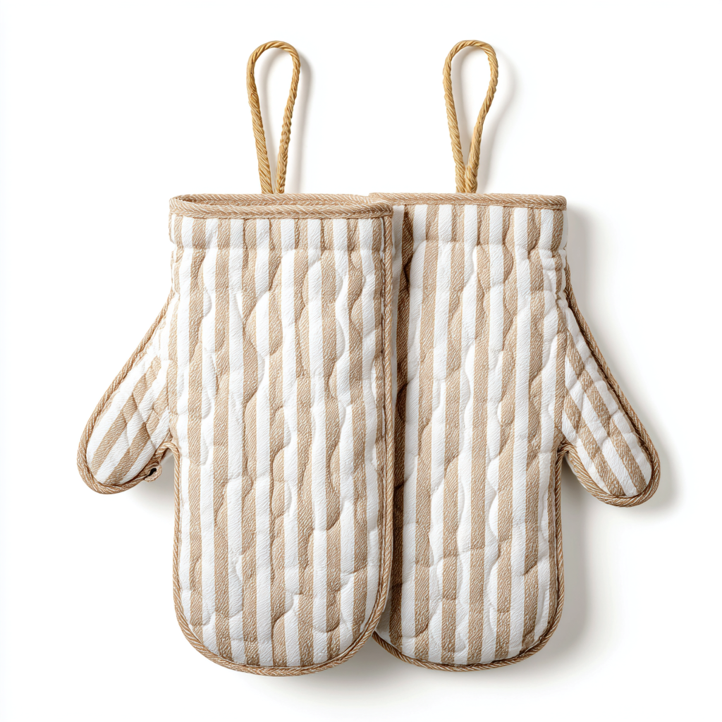 Aesthetic Quilted Cotton Oven Mitt & Pot Holder Set