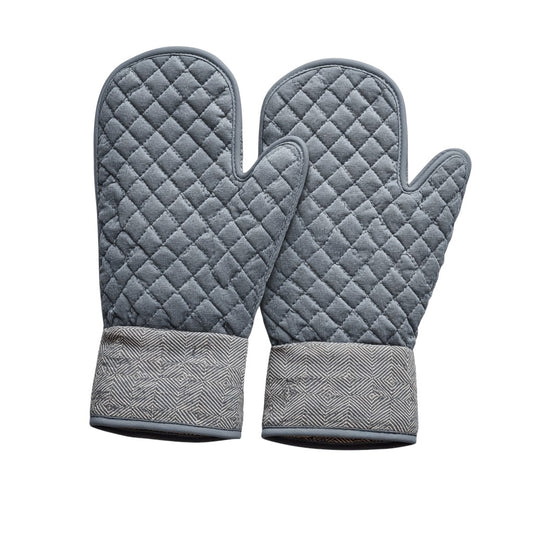 Extra-Long Waterproof Silicone Oven Mitts with Quilted Lining